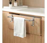 EMKE Toallero telescópico Extensible SUS201, toallero sin taladrar, toallero de Acero Inoxidable con Ganchos, Barra para radiador de baño, Cocina y baño, 44~63 x 10 x 10 cm, Cromo
