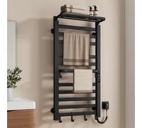 EMKE Toalleros Eléctrico de baño 1000 x 500 mm, Radiador Toallero eléctrico con Temperatura Constante, Secador de Toallas con Estante 280W, Negro,Control de Temperatura Inteligente