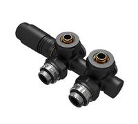 EMKE Válvula de Radiador, Grifo Termostático Angular, Kit Multibloc para Radiador con Controlador de Temperatura, Negro, 1 pieza