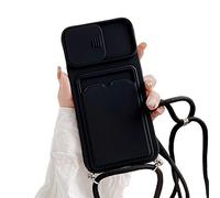 Emlivi Funda para iPhone 13 Mini, con tarjetero para iPhone 13 Mini, protección de cámara con deslizador de cámara, funda de silicona TPU para el cuello, funda protectora con banda Case para iPhone