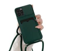 Emlivi Funda para iPhone 13 Mini, con tarjetero para iPhone 13 Mini, protección de cámara con deslizador de cámara, funda de silicona TPU para el cuello, funda protectora con banda Case para iPhone