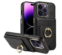 Emlivi Handyhülle für iPhone 12 Pro Max Hülle, Wallet Hülle PU Leder Case mit Kartenfach Lederhülle Brieftasche mit 360° Ring Ständer Klapphülle Kartenfach Flip Cover für iPhone 12 Pro Max, Schwarz