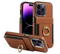 Emlivi Handyhülle für iPhone 13 Hülle, Wallet Hülle PU Leder Case mit Kartenfach Lederhülle Brieftasche mit 360° Ring Ständer Klapphülle Kartenfach Flip Cover für iPhone 13, Braun