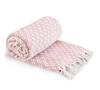 Emma Barclay Casablanca - Manta Tejida de algodón Reciclado Scandi para Silla, sofá o Cama, Color Rosa Rubor, 90 x 100 cm (228 x 254 cm)