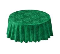 Emma Barclay Damask Rose - Mantel de Jacquard en Verde Bosque (178 cm) Redondo