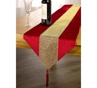 Emma Barclay ECLAT Diamante Sparkle - Camino de Mesa con borlas (33 x 183 cm), Color Rojo y Dorado