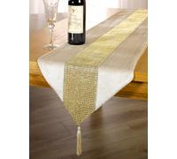 Emma Barclay ECLAT Diamante Sparkle - Camino de Mesa con borlas (33 x 183 cm), Color Rosa y Dorado