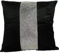 Emma Barclay ECLAT - Funda de cojín de Terciopelo con Panel de Diamantes en Color Negro (22 x 22 Pulgadas, 50 x 50 cm)