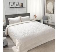Emma Barclay Eden - Juego de Colcha Acolchada de Jacquard Adornado en Color Crema - para Cama Doble/King