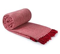 Emma Barclay Herringbone - Manta de algodón Reciclado para Silla, sofá, Cama, Color Rojo, 70 x 100 cm (178 x 254 cm)