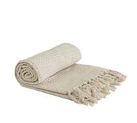 Emma Barclay Honeycomb - Manta de algodón reciclado con textura de gofre para silla, sofá, color crema marfil - 50 x 60 (127 x 152 cm)