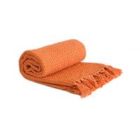 Emma Barclay Honeycomb Waffle Recycled Cotton Throw Manta, Algodón, Naranja Quemado, 90x100 (228x254cm)