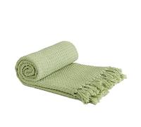 Emma Barclay Honeycomb - Manta de algodón Reciclado con Textura de gofre para sofá, sofá, Color Verde Pistacho, 50 x 60 (127 x 152 cm)