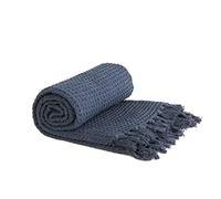 Emma Barclay Honeycomb Waffle Recycled Cotton Throw Manta, Algodón, Azul Marino, 90x100 (228x254cm)