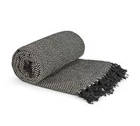 Emma Barclay Manta para sofá o Cama, diseño de Espiga, de algodón Reciclado, Color Negro, 90 x 100 cm (228 x 254 cm)