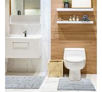 Emma Barclay Waves Pure Cotton Jacquard - Juego de baño (2 Piezas, 50 x 80 cm, 50 x 40 cm), Color Plateado