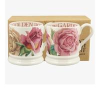 Emma Bridgewater Jeugo Taza Grande de 1/2 Pinta (300 ml), 2 Piezas, Tazas de Ceramica Para Desayuno, Cafe, Capuchino, Café con Leche o Té, Diseños Originales y Bonitos, Rosas