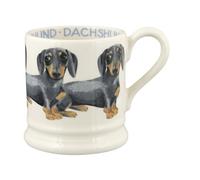 Emma Bridgewater Taza Grande de 1/2 Pinta (300 ml) - Tazas de Ceramica Para Desayuno, Cafe, Capuchino, Café con Leche o Té, Diseños Originales y Bonitos, Mug Teckel negro y fuego