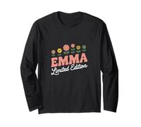 Emma Edición Limitada Flores Nombre Personalizado Esposa Abuela Manga Larga