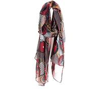 Emma & Giovanni - Bufanda - Foulard 180x80cm - Mujer (33-Bordeaux-mostaza)