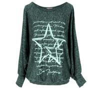 Emma & Giovanni - Sudadera Oversize con Estampado de Estrellas - Mujer (Abeto, XL-XXL)