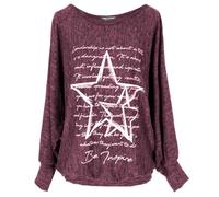 Emma & Giovanni - Sudadera Oversize con Estampado de Estrellas - Mujer (BordeauxBlanco, S-M)