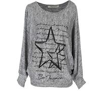 Emma & Giovanni - Sudadera Oversize con Estampado de Estrellas - Mujer (Gris, XL-XXL)