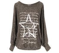 Emma & Giovanni - Sudadera Oversize con Estampado de Estrellas - Mujer (Marrón, XL-XXL)