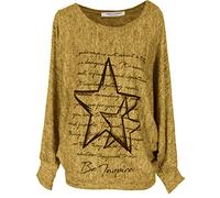 Emma & Giovanni - Sudadera Oversize con Estampado de Estrellas - Mujer (Mostaza, XL-XXL)