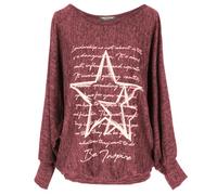 Emma & Giovanni - Sudadera Oversize con Estampado de Estrellas - Mujer (Rojo, XL-XXL)