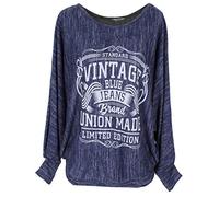 Emma & Giovanni - Top Oversize con Mango del Bate Vintage - Mujer (Azul Vintage, XL-XXL)