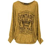 Emma & Giovanni - Top Oversize con Mango del Bate Vintage - Mujer (Moutarde Vintage, XL-XXL)