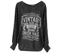 Emma & Giovanni - Top Oversize con Mango del Bate Vintage - Mujer (Negro Vintage, XL-XXL)