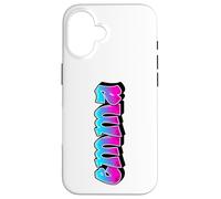 Emma Graffiti Nombre Personalizado Azul Rosa Mujeres Niñas Carcasa para iPhone 16