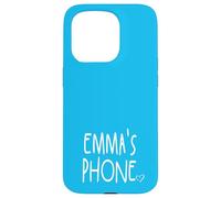 Emma Teléfono Emma Nombre Personalizado Blanco Aqua Azul Carcasa para iPhone 15 Pro