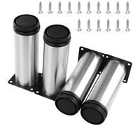EMMALOUISESMITH 4 Piezas Muebles Ajustables con 16 Tornillos,Diseño Versátil y Resistente Patas Soporte Repuesto Altura Ajustable,Fácil Fijación Plata Soporte Repuesto, sofá