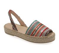 Emmanuela Alpargatas de tela de punto coloridas, cuña media, estilo bohemio, zapatos de verano, alpargatas con puntera abierta, totalmente hechas a mano y cosidas a mano en Grecia, Multicolor 3, 39 EU