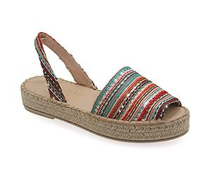 Emmanuela Alpargatas de tela de punto coloridas, cuña media, estilo bohemio, zapatos de verano, alpargatas con puntera abierta, totalmente hechas a mano y cosidas a mano en Grecia, Multicolor 3, 39 EU