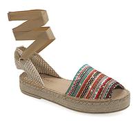 Emmanuela Alpargatas de Tela de Punto Coloridas, cuña Mediana con Cordones, Zapatos de Verano, Alpargatas con Puntera Abierta Hechas a Mano y Cosidas a Mano en Grecia, Multicolor 3, 39 EU