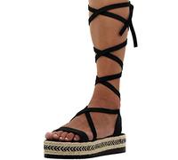 EMMANUELA handcrafted for you Medussa, Sandalias Planas Mujer, Schwarz, 38 EU