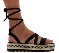 EMMANUELA handcrafted for you Medussa, Sandalias Planas Mujer, Schwarz, 41 EU