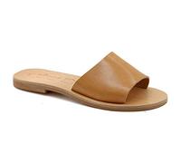 Emmanuela Sandalias de cuero estilo griego antiguo hasta la rodilla, hechas a mano con puntera abierta, sandalias de gladiador planas, zapatos de verano de calidad con tiras para mujer
