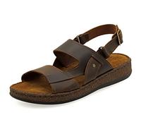 Emmanuela - Sandalias de cuero griego antiguo para hombre, sandalias para hombre hechas a mano con dedos abiertos, zapatos de verano con hebilla ajustable de calidad, Marrón, 43 EU
