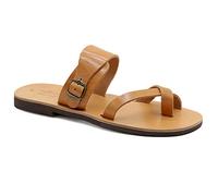 Emmanuela - Sandalias de cuero griego con puntera dividida para hombre, sandalias de calidad hechas a mano para hombre con correa de hebilla ajtable, zapatos de verano para hombre, Beige, 47 EU