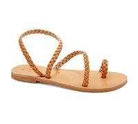 Emmanuela - Sandalias de cuero trenzadas hechas a mano con correa al tobillo, zapatos de verano para mujer, sandalias planas estilo boho chic, Beige, 37 EU