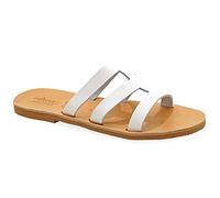 Emmanuela Sandalias de estilo griego, hechas a mano de piel con puntera abierta, zapatos de verano de calidad deslizantes para mujer, sandalias deslizantes con correa cruzada, blanco 1, 36 EU