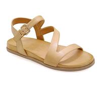 Emmanuela - Sandalias de piel cómodas, con correa de tobillo griego, zapatos de verano con puntera abierta, sandalias boho chic, correa ajustable con hebilla y soporte de arco, Beige, 40 EU