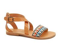Emmanuela - Sandalias de punto griego y poliéster bordadas con hebilla, hechas a mano, estilo étnico, zapatos de verano con hebilla ajustable, sandalias hippie y tribales, Multicolor, 39 EU