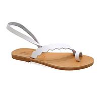 Emmanuela Sandalias en piel estilo griego antiguo, planas, hechas a mano, con anilla, zapatos de verano con cortes de pasaje para mujer, Beige, 37