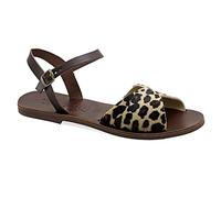 Emmanuela - Sandalias planas de cuero griegas hechas a mano con correa de hebilla ajustable, correa de tobillo de calidad para mujer con puntera abierta, piel de cocodrilo, Multicolor 1, 39 EU